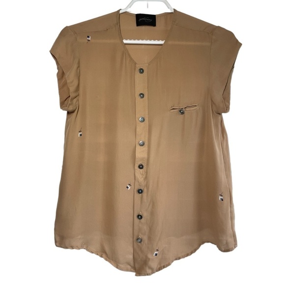 RACHEL Comey Button Front Silk Shirt Size 6 - Picture 2 of 6
